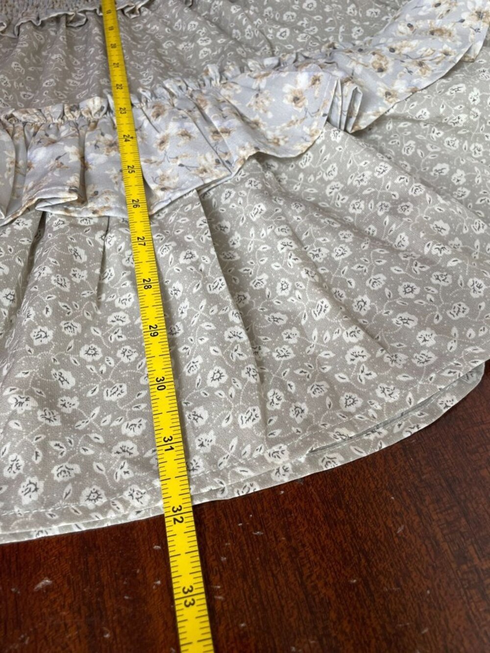 Easel Cream Floral Smocked Mini Dress SZ L Cottagecore Fairy Romantic - Picture 8 of 11